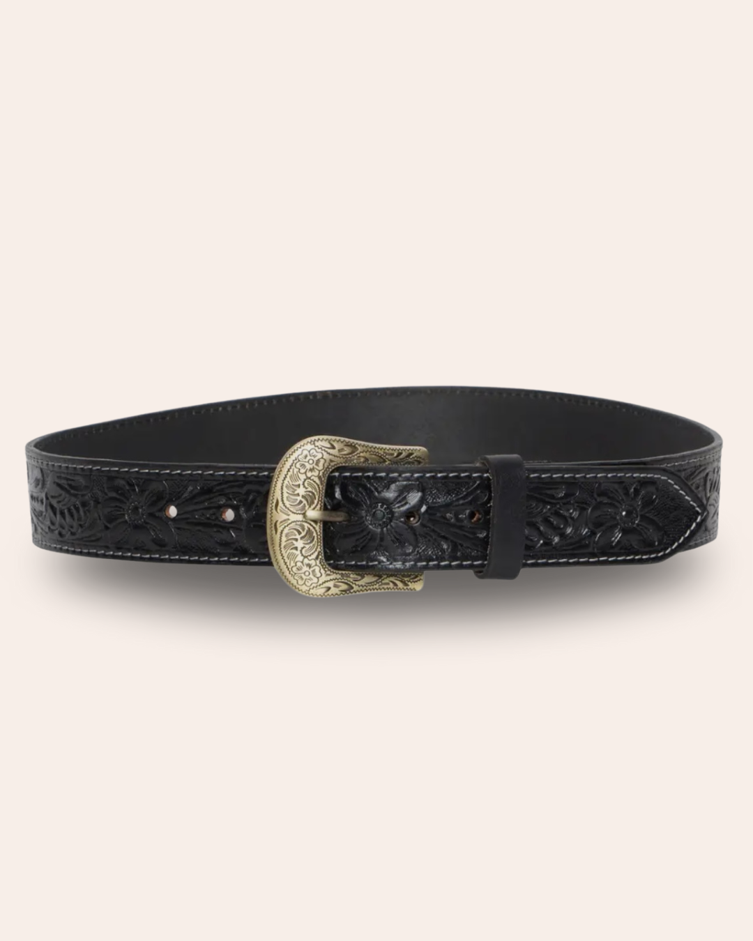 Ebony Tooling Leather Belt