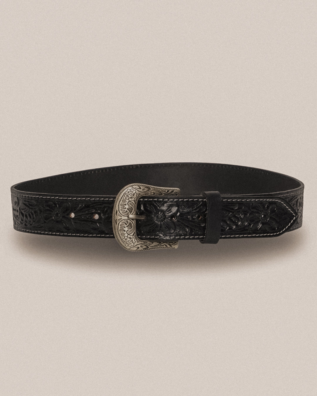 Ebony Tooling Leather Belt