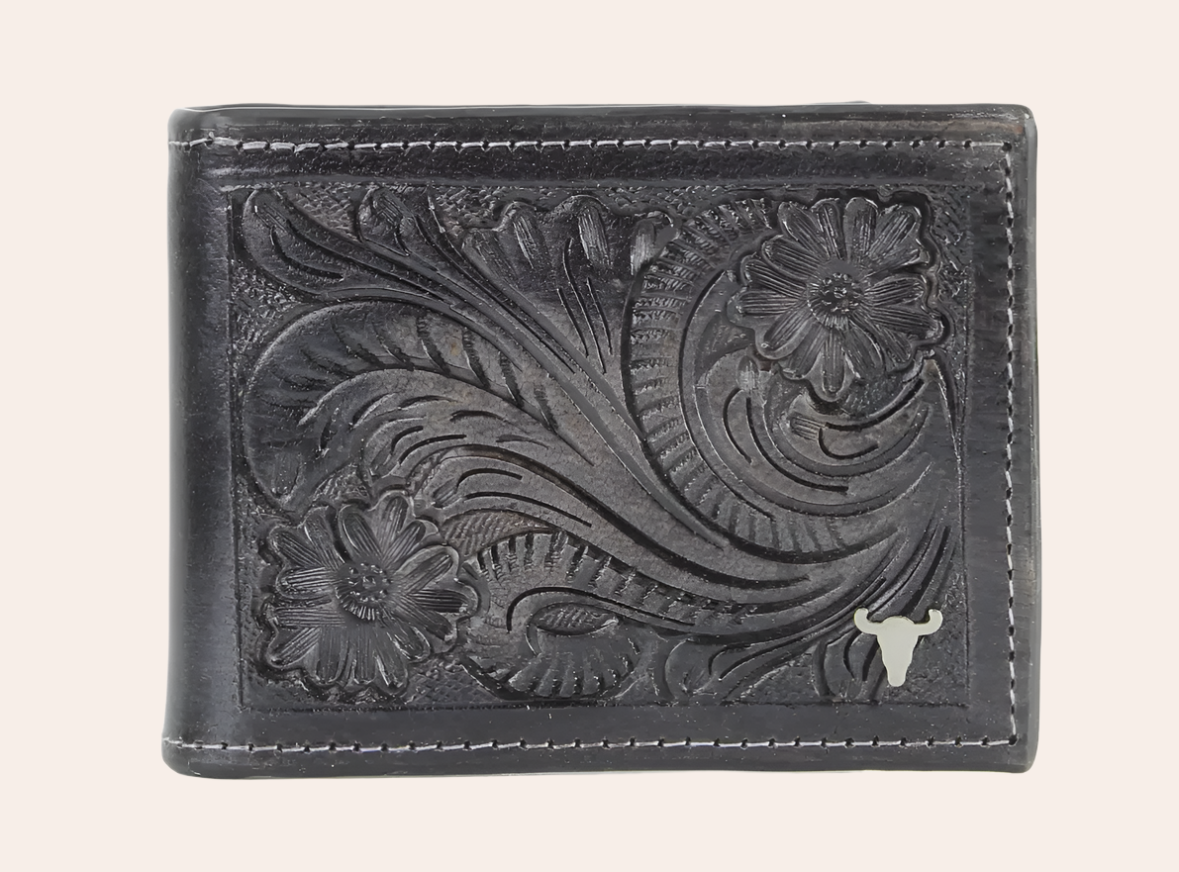 American Bison Tooled Leather Wallet
