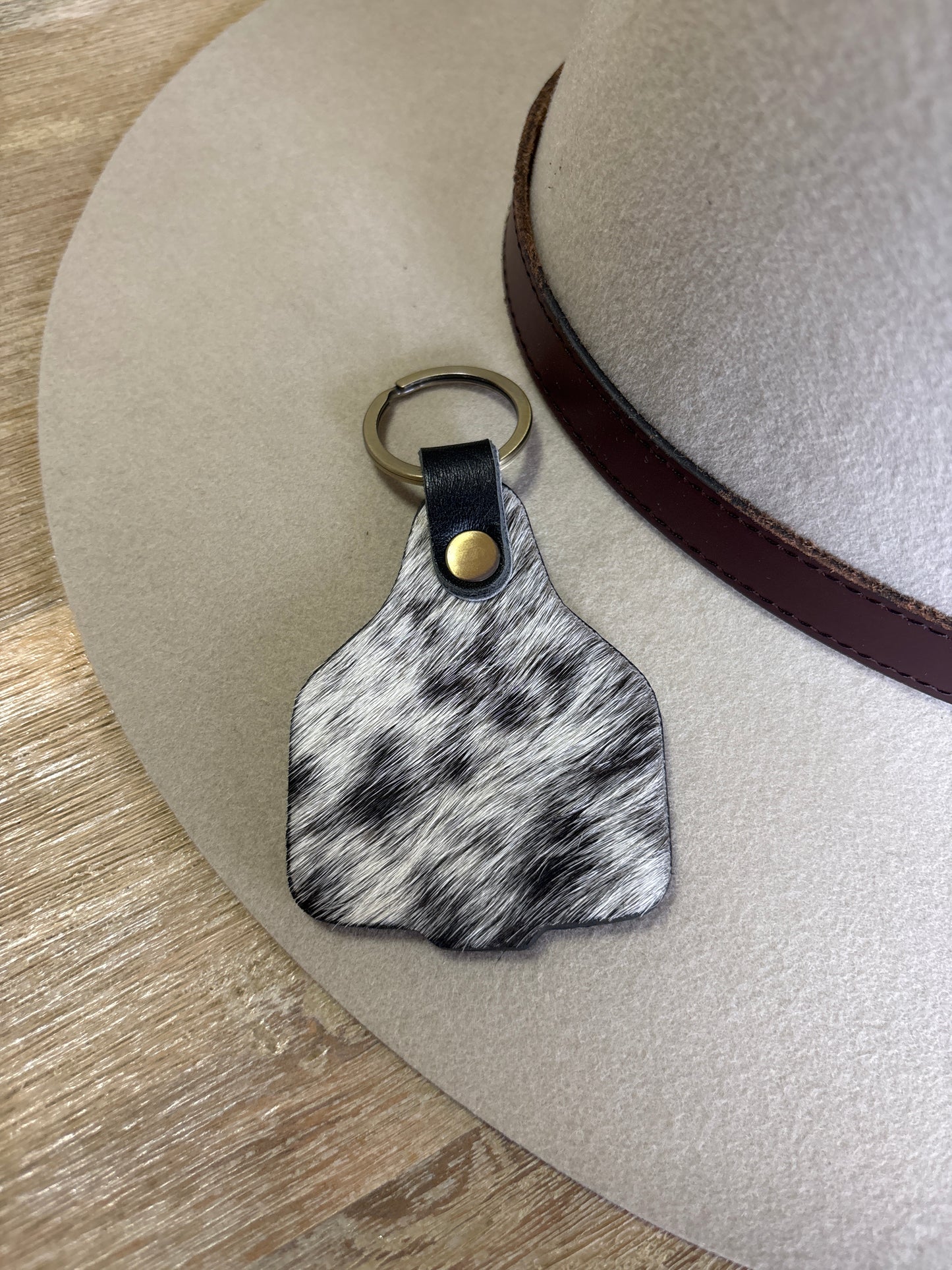 Cowhide Cattle Tag / Key Ring
