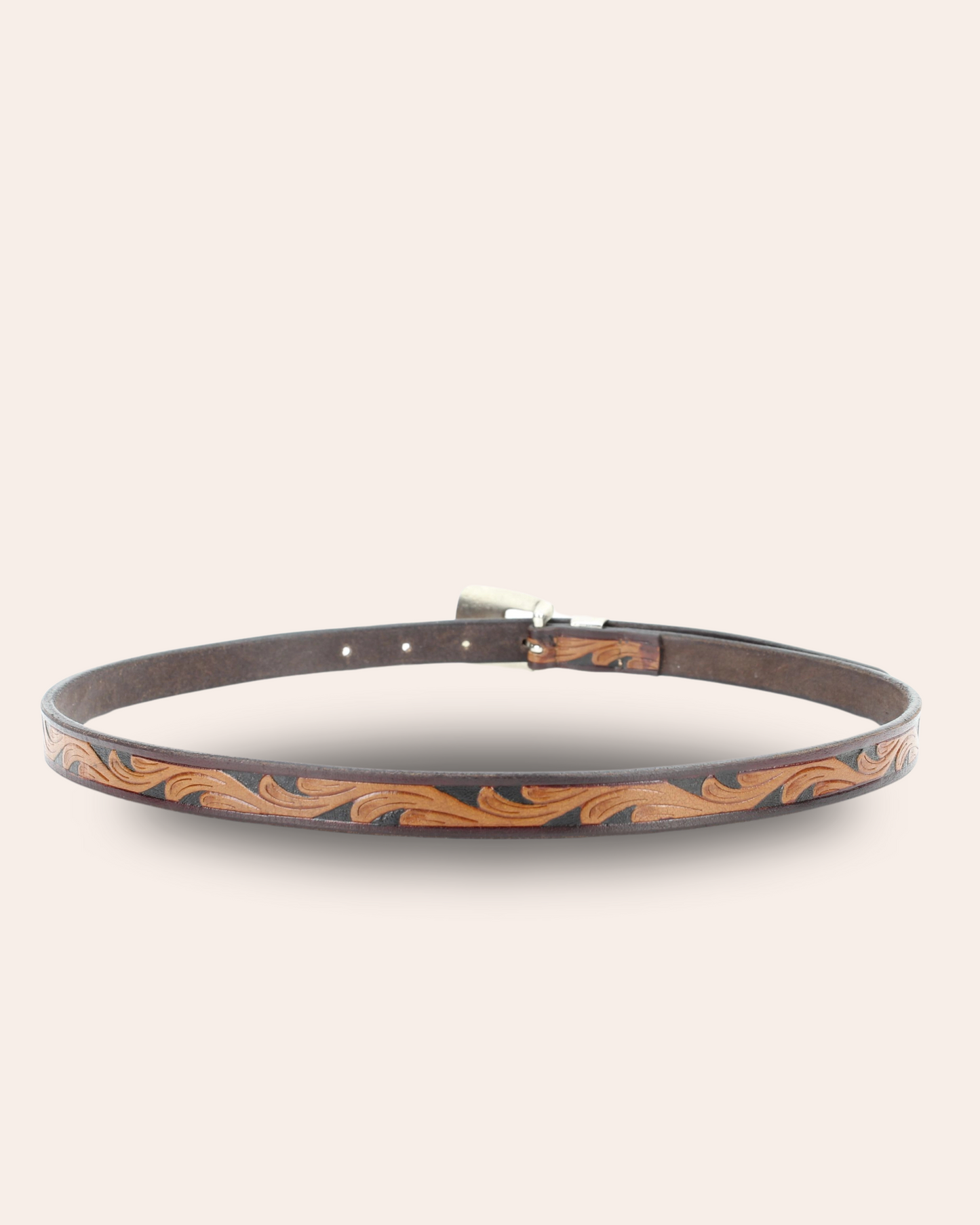Two Tone Filigree Slim Belt
