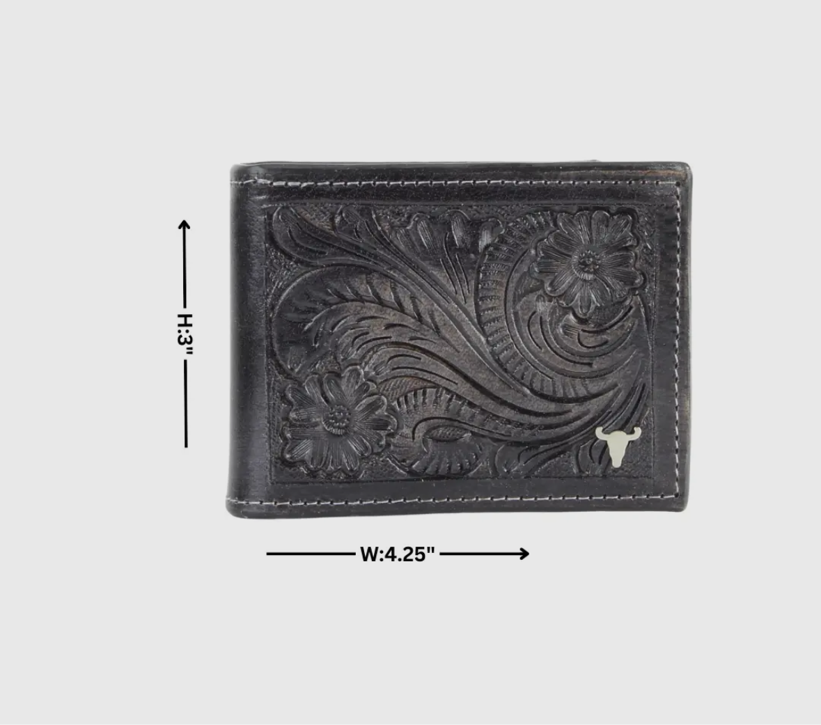 American Bison Tooled Leather Wallet