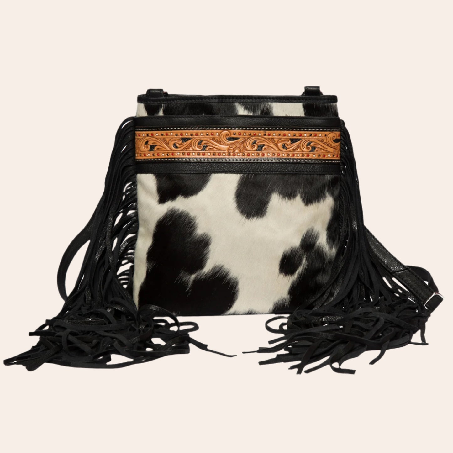 Tooling Hand Painted Cowhide Sling Bag