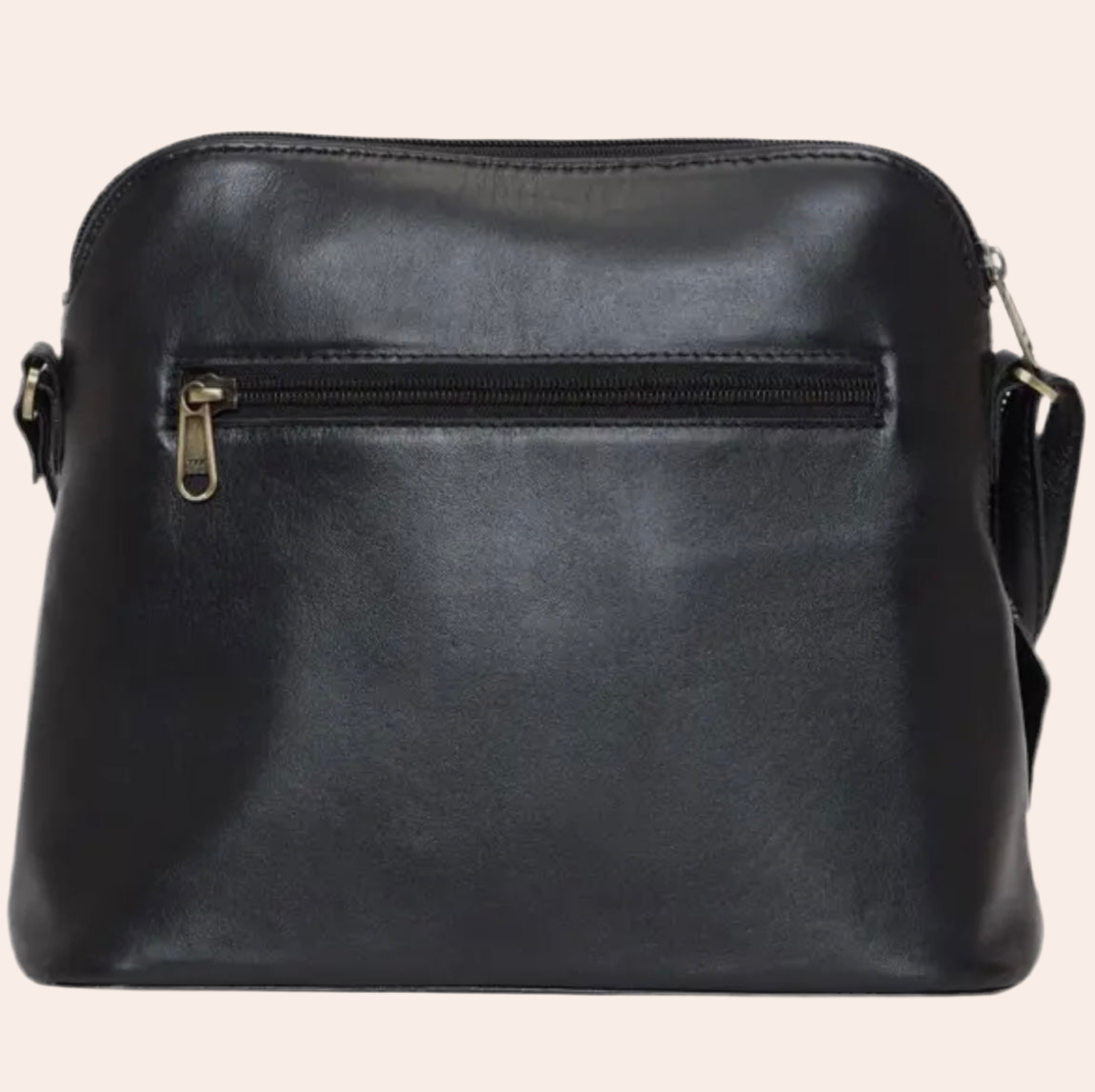 Front Zipper Cowhide Sling Bag | Black & White