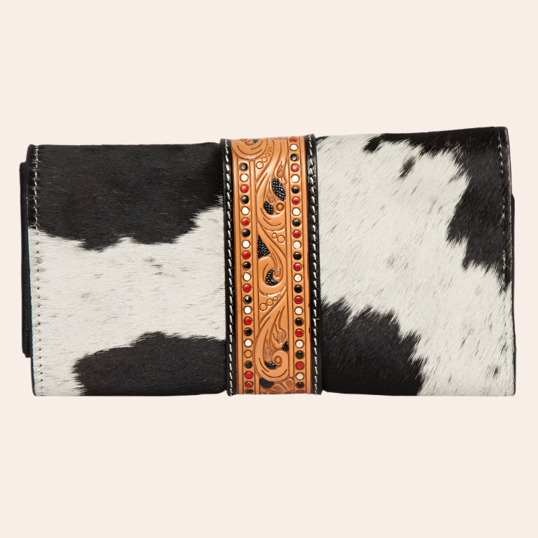 Hand Painted Tooling Leather Trifold Wallet