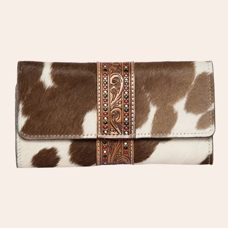 Hand Painted Tooling Leather Trifold Wallet