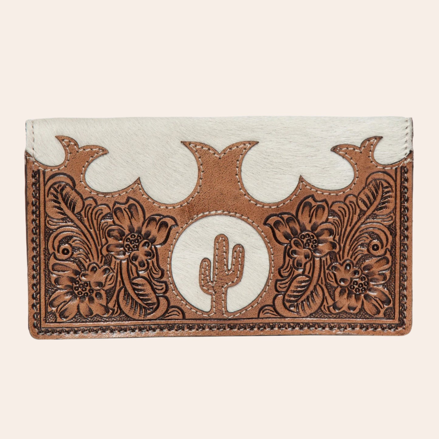 Tooling Leather Slim Cowhide Cactus Wallet