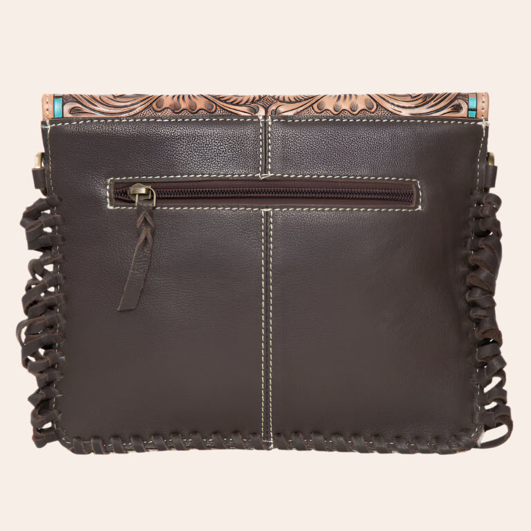 Tooling Leather Cowhide Flap Bag with Horse