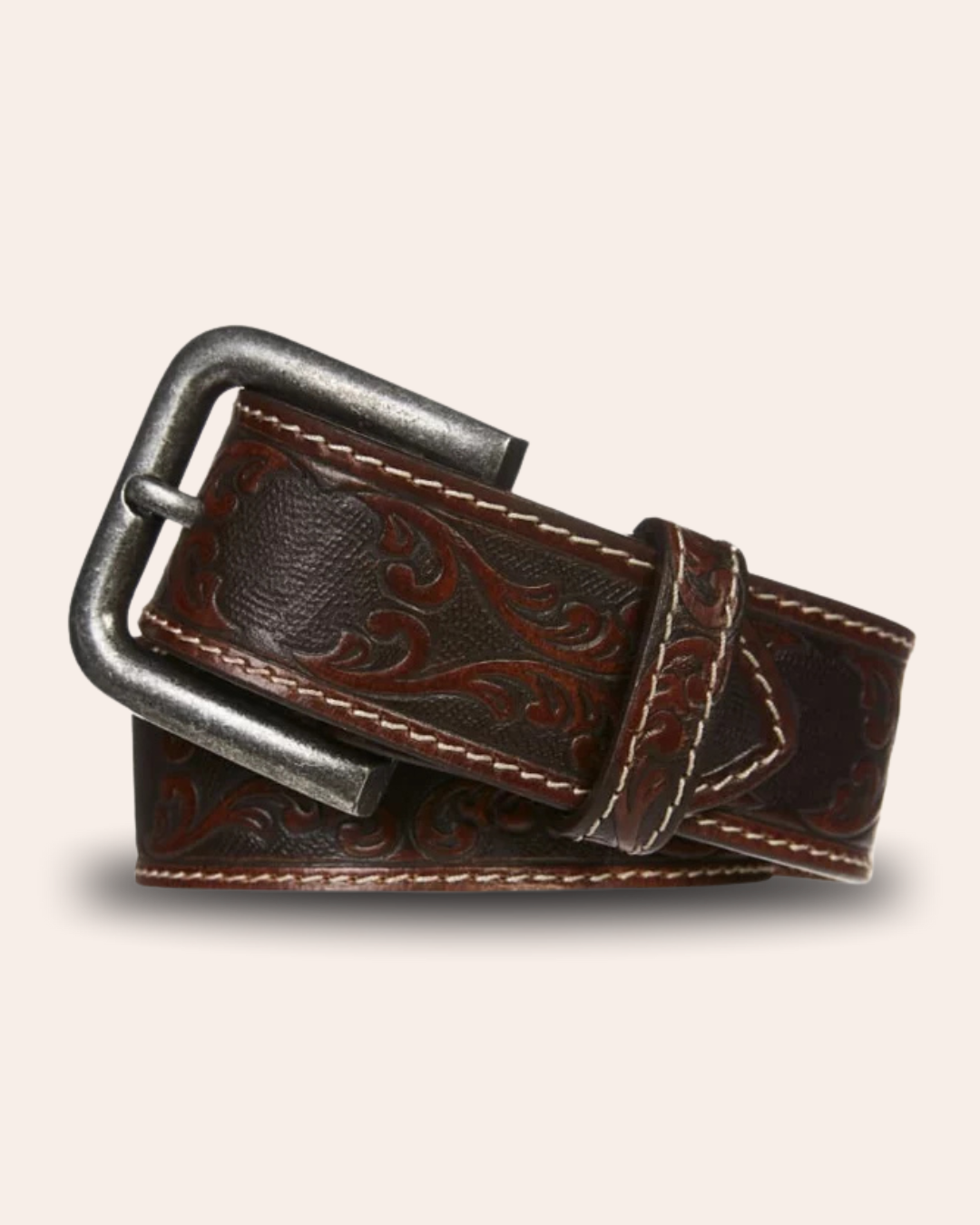 Genuine Leather Embossed Belt | Brown | Statesman