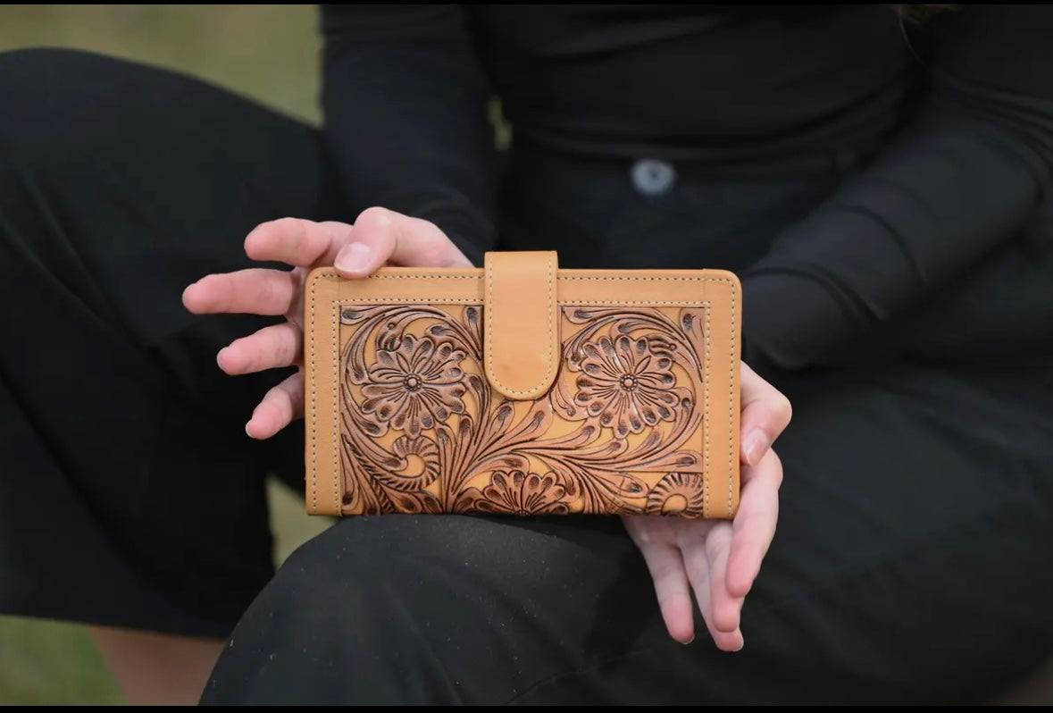 Tooling Leather Clutch Wallet