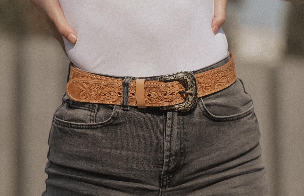 Cedar Tooling Leather Belt