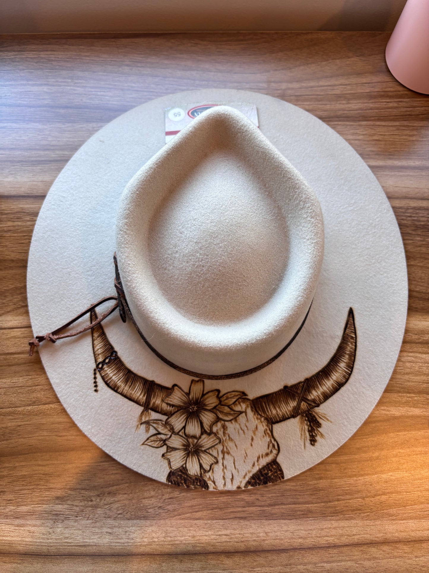 Big Australian Flower Skull Burnt Hat