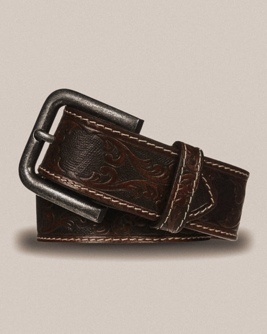Genuine Leather Embossed Belt | Brown | Statesman