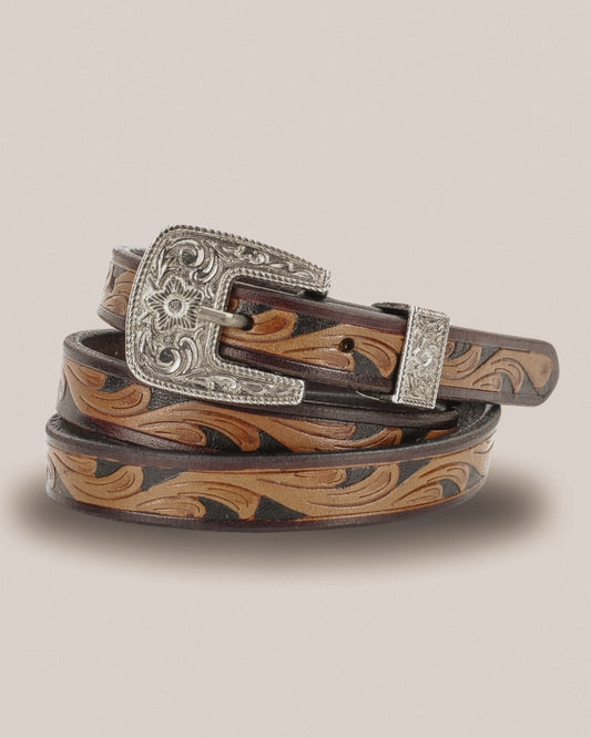 Two Tone Filigree Slim Belt