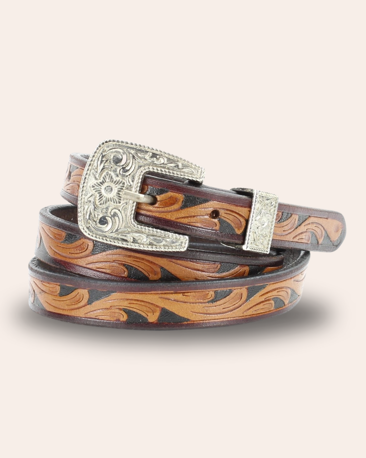 Two Tone Filigree Slim Belt