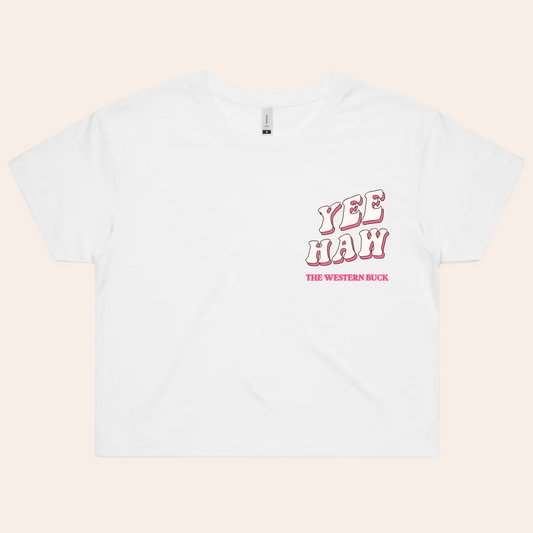 Yee Haw Crop | white