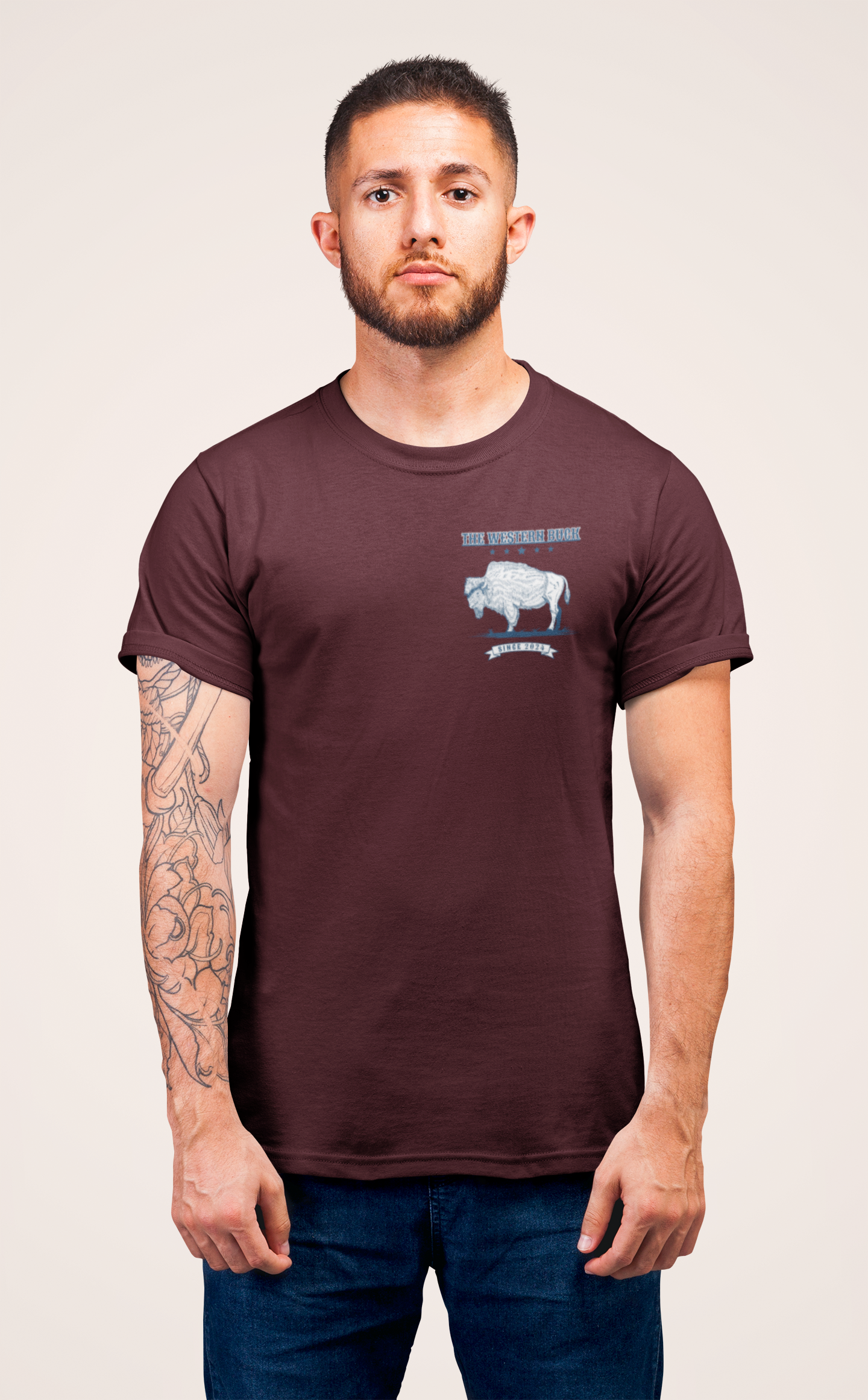 Bison Burgundy Tee