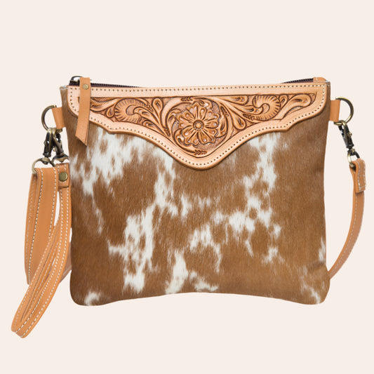 Tooling Leather Cow Hide Clutch Bag