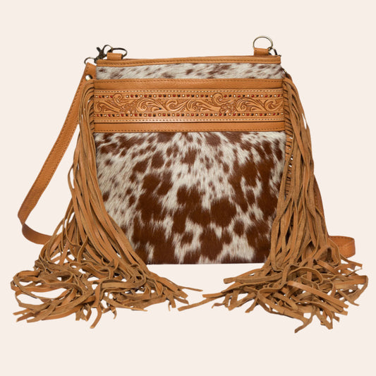 Tooling Hand Painted Cowhide Sling Bag