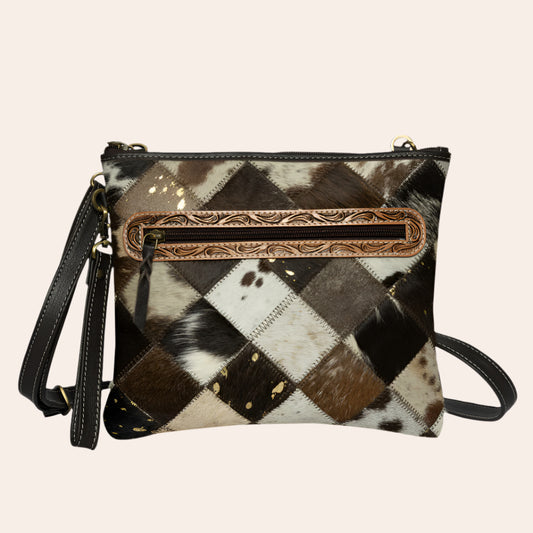 Patchwork Cowhide Sling Bag