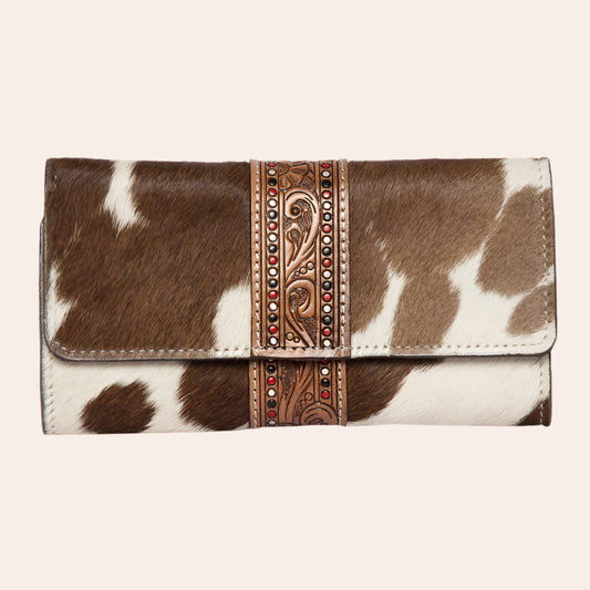 Hand Painted Tooling Leather Trifold Wallet