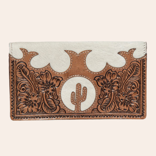 Tooling Leather Slim Cowhide Cactus Wallet