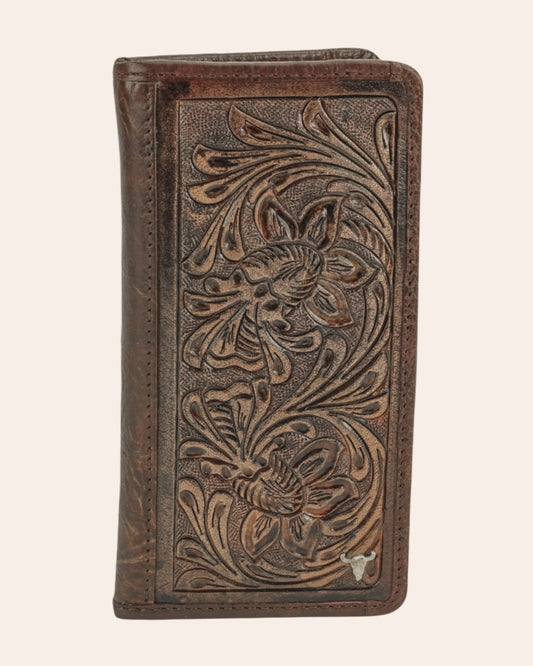 Tolled Leather Filigree Western Rodeo Wallet