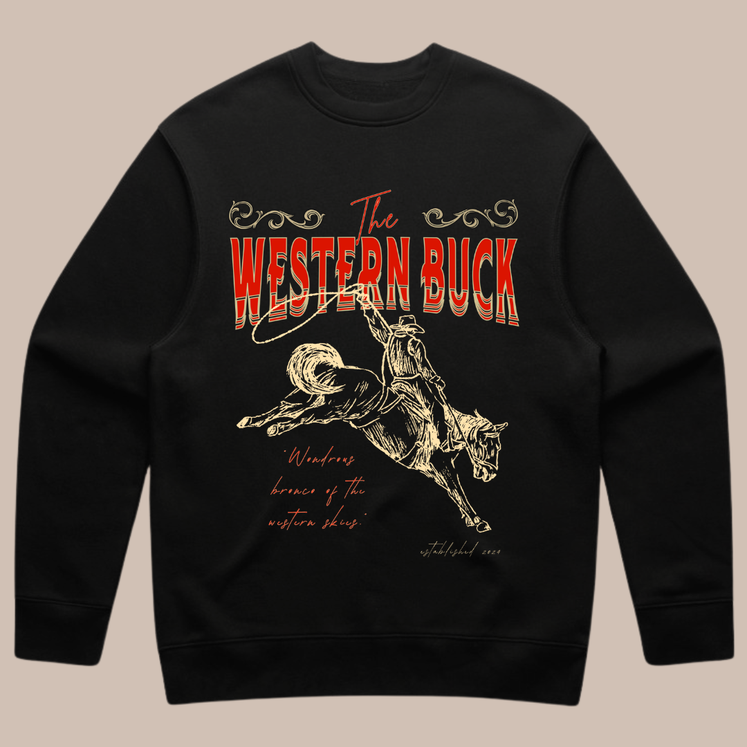 Wondrous Bronco Crew Neck Sweat | Black