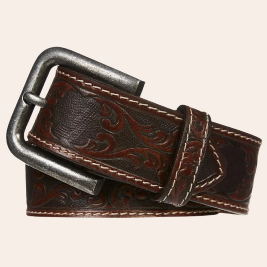 Genuine Leather Embossed Belt | Brown | Statesman